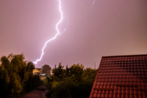 lightning strike over roof